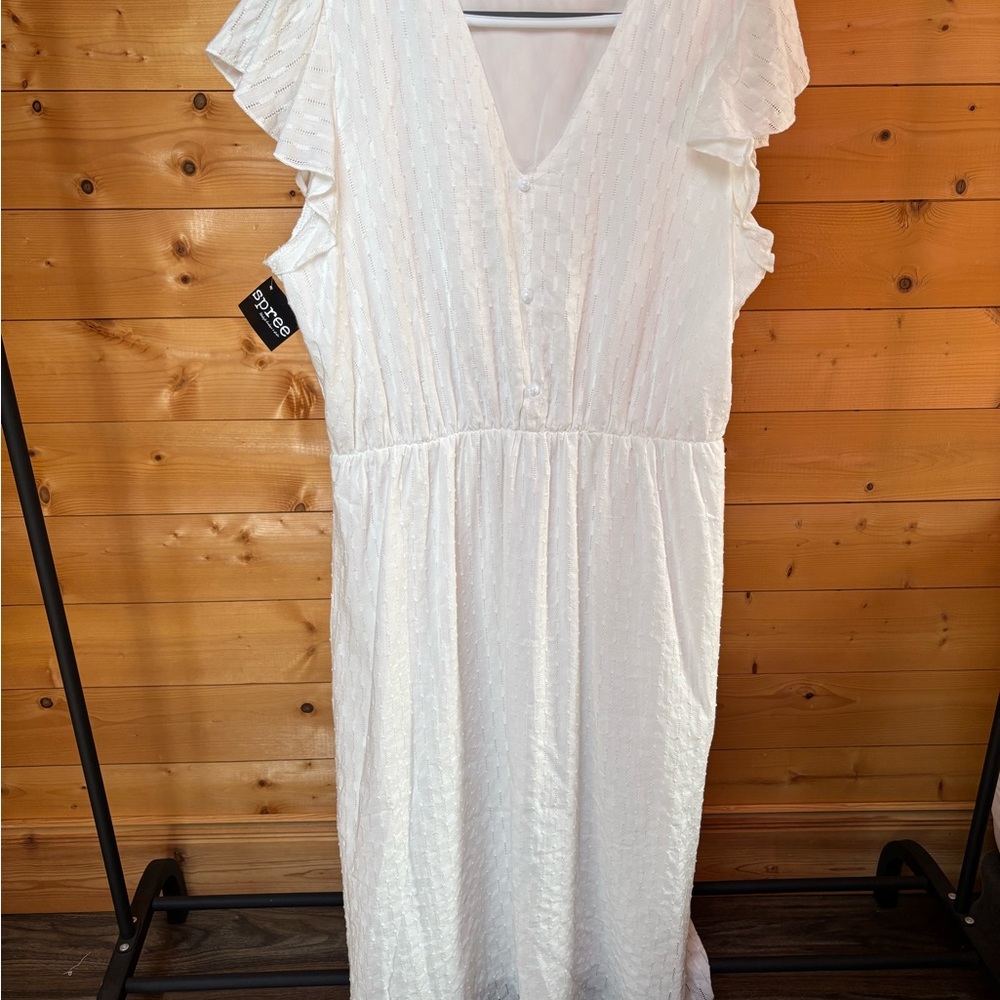 White Ruffled Sleeve Dress